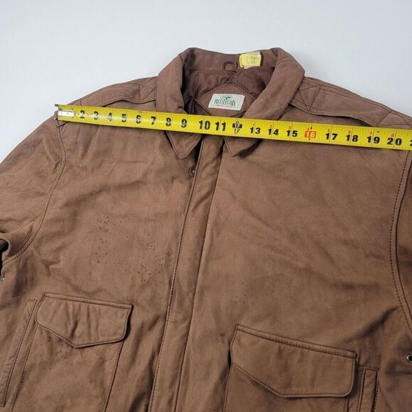 Vintage Red Head 100% Distressed Leather Bomber Hunting Jacket Mens XXL Redhead - Picture 5 of 15
